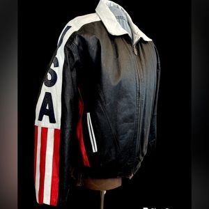 Men’s leather USA American Flag jacket size 2XL